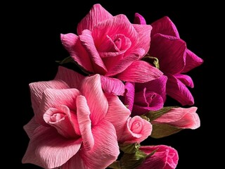 Paper rose flower background with empty space for greeting text.