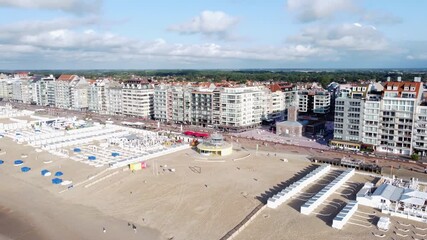 Lighthouse Beach in Knokke, Aerial Orbit on a Sunny Summer Day