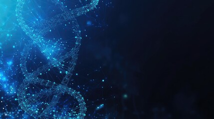 Geometric and dynamic background with scientific DNA molecules. Ideal for technology, chemistry, and medicine-related banners. Modern design with smooth wave flows and intricate details.