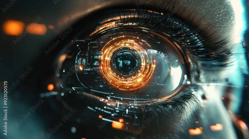 Poster eye of futuristic and innovative imagery ai and automation use of artificial intelligence and automa
