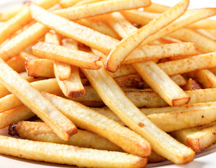 French fries on white background