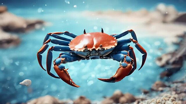  sea Blue crab drawn Beach Baby Texture Design Food Water Summer Isolated Nature Art Cartoon
