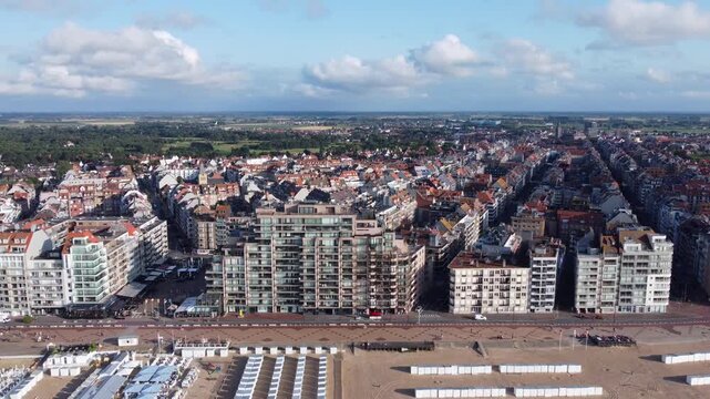 Aerial View of Lippenslaan Street and Knokke City at the Belgian Coast