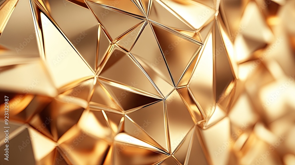 Leinwandbilder Luxurious gold polygonal background with intricate geometric shapes, creating an abstract vector design that radiates elegance and sophistication.