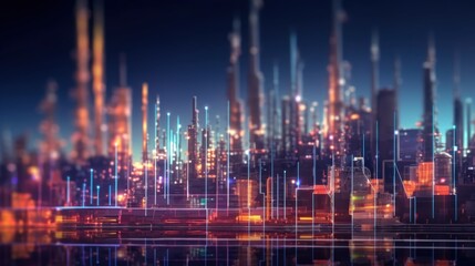 Fototapeta premium Futuristic Cityscape with Glowing Lights