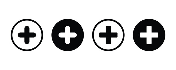 Obraz premium Plus icon set. Add icon. Addition sign. Medical Plus icon design on white background vector illustration
