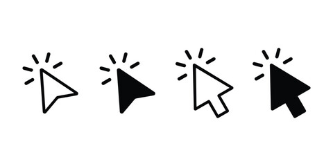 Click icon set. Pointer arrow icon. Cursor icon set. Vector illustration