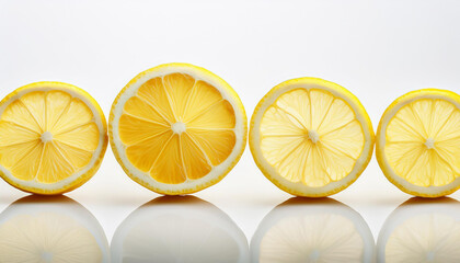 ripe lemon fruit, half and slice lemon isolated on the white background, Fresh and Juicy Lemon, collection, set, cut out