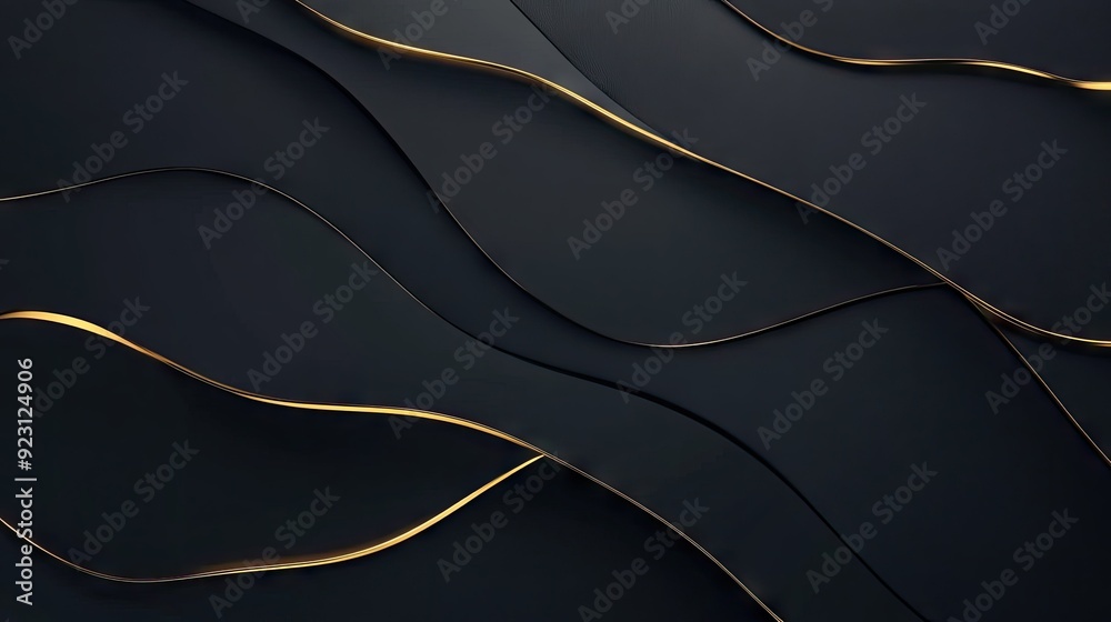 Poster modern dark grey background with intersecting gold light lines and subtle shadows, creating a luxuri