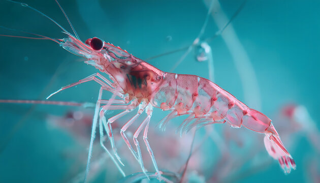 garnele, flusskrebs, pastel, durchsichtig, unter, wasser, 3d, photo, meeresfr&uuml;chte, hummer, tier, crustacean, claw, krabbe, meer, close up, makro, y2k, neu, rosa, natur, nostalgia, stil, 