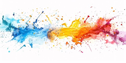 Fototapeta premium Vibrant abstract paint texture with watercolor burst. Hand-drawn colorful acrylic splash on a blank backdrop.