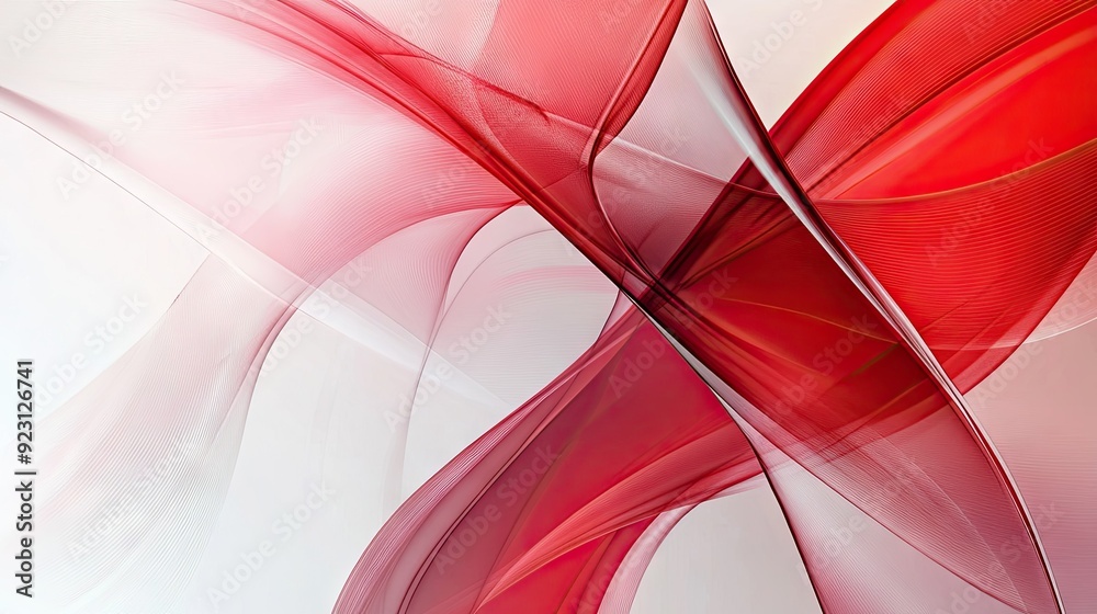 Poster red and white modern abstract design featuring intersecting lines and smooth curves. a vibrant and d
