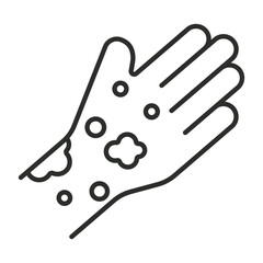 Itchy hands icon icon, allergy symbol outline icon, editable vector illustration and transparent graphic element. Isolated on white background