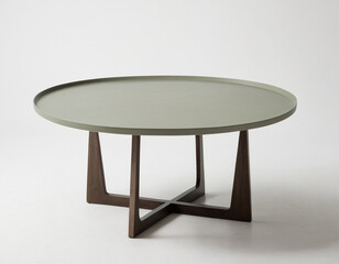 Grey round coffee table on a white background. Isolated