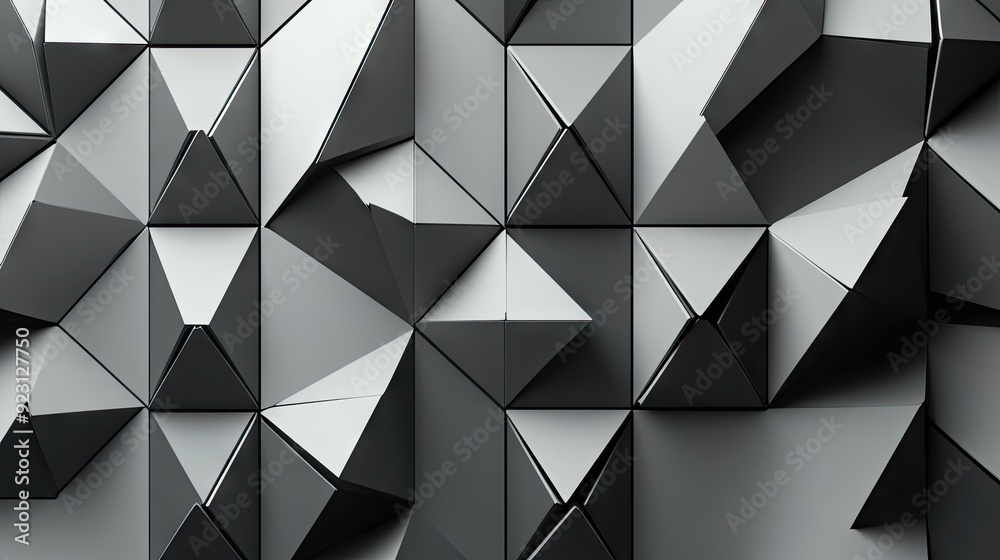 Poster seamless pattern of triangular shapes with shadow effects, offering a sophisticated and contemporary