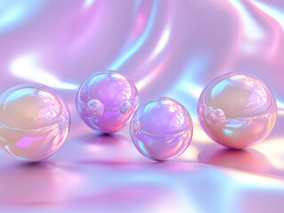 a background with pastel-colored, glossy orbs floating above a smooth surface