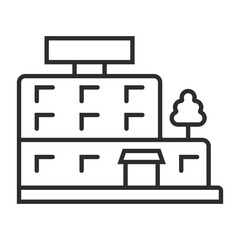 Building icon, hotel symbol outline icon, editable vector illustration and transparent graphic element. Isolated on white background