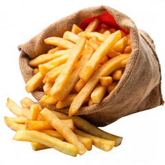 French Fries in a bag isolated on white background