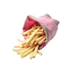 French Fries in a bag isolated on white background