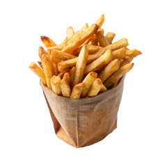 French Fries in a bag isolated on white background