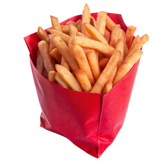 French Fries in a bag isolated on white background