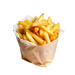 French Fries in a bag isolated on white background