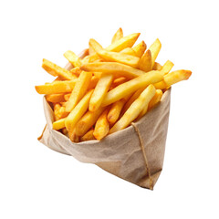 French Fries in a bag isolated on white background