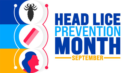 National Head Lice Prevention Month is observed every year in September. Holiday concept. Template for background, banner, card, poster, placard, design template with unique shapes with standard color