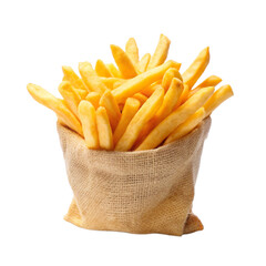 French Fries in a bag isolated on white background