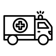 Ambulance Vector Line Icon Design