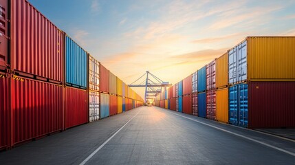 Container Terminal at Sunset