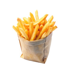 French Fries in a bag isolated on white background