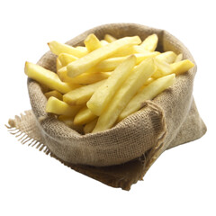 French Fries in a bag isolated on white background