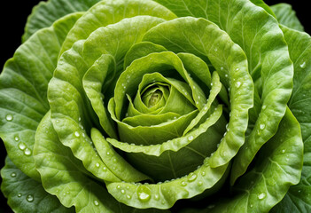 Fototapeta premium Overhead Shot of Lettuce with visible Water Drops. Close up