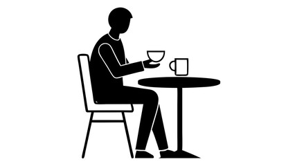 Person Enjoying Coffee at Cafe Table: Cozy Coffee Shop Scene