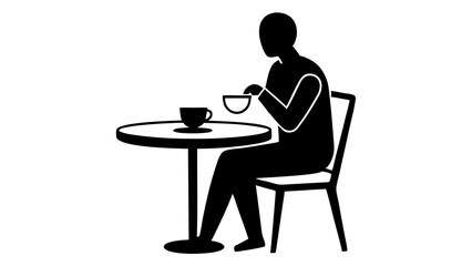 Person Enjoying Coffee at Cafe Table: Cozy Coffee Shop Scene