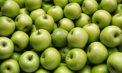 Lots of green apples. Background of apples. High quality photo