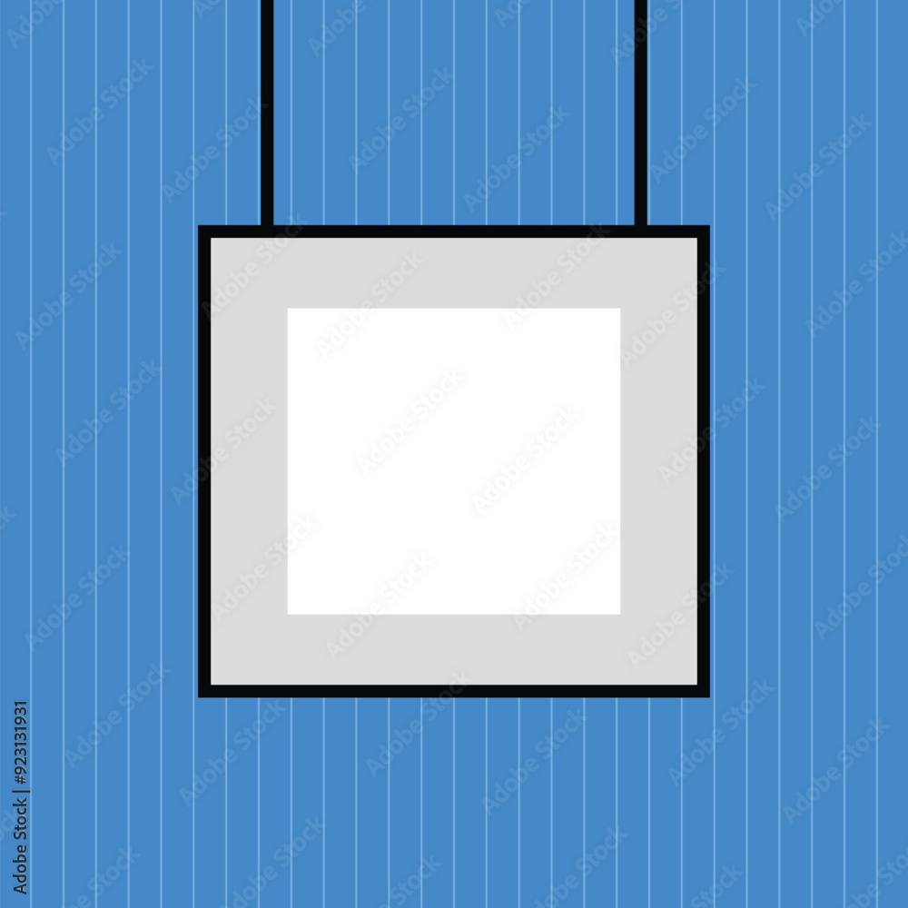 Aufkleber Vector picture frames hanging on blue wall. mock up frame photo. Blank frame. realistic photo card. photo frames hanging with background