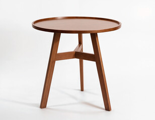 Wooden round table isolated on white background