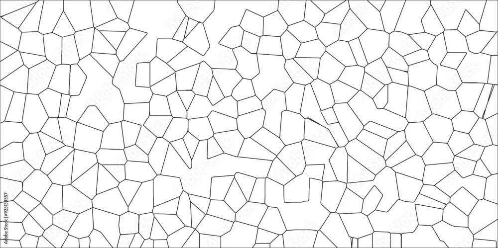 Poster White color Broken Stained-Glass Background with black lines. Diamond shape polygonal texture. lines of black and white tones form many squares and rectangle shapes.