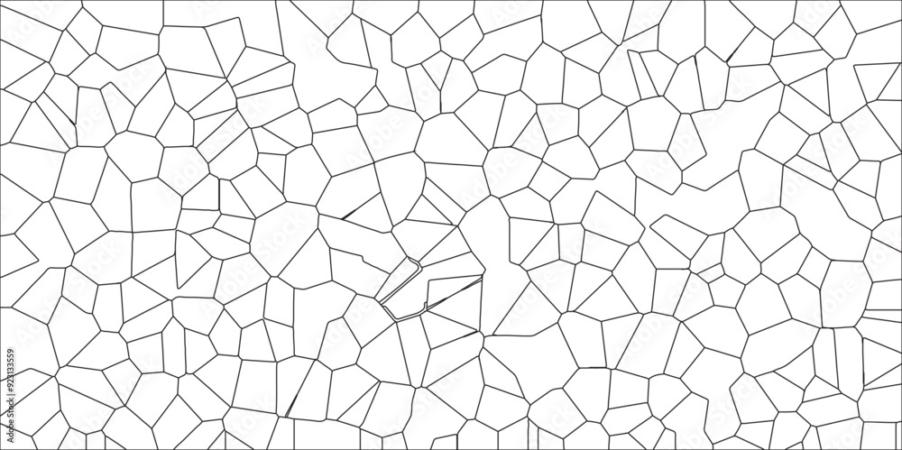 Poster White color Broken Stained-Glass Background with black lines. Diamond shape polygonal texture. lines of black and white tones form many squares and rectangle shapes.