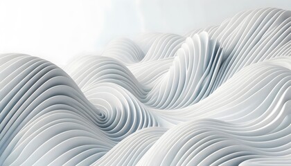 Abstract waves of white and gray hues flowing smoothly in a gradient with soft light