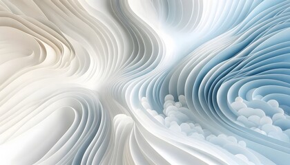 Abstract waves of white and gray hues flowing smoothly in a gradient with soft light