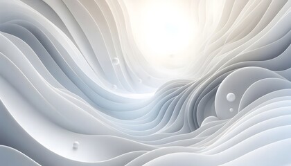Abstract waves of white and gray hues flowing smoothly in a gradient with soft light