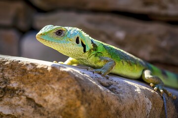 Fototapeta premium Lizard on stone closeup