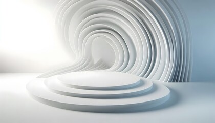 Fototapeta premium Abstract waves of white and gray hues flowing smoothly in a gradient with soft light