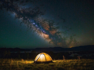 camping in the night 