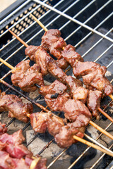 Delicious charcoal grilled lamb kebabs