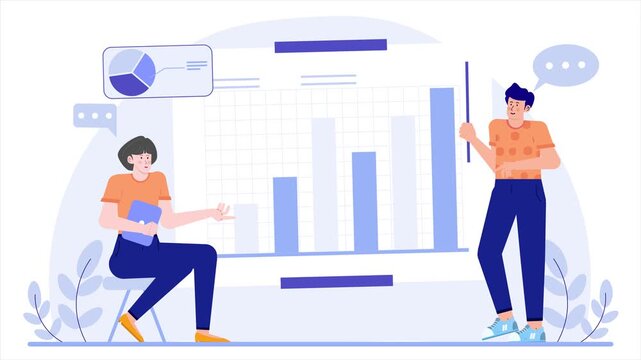 teamwork in research and analytic department illustration business animated video