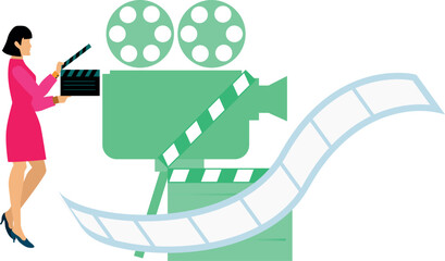 The girl is holding a film clipper.